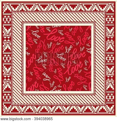 Abstract Scarf Design Pattern-vector Illustration. Hijab Pattern In The Frame Of A Square. Handkerch