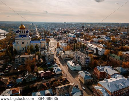 Panorama Of Historical Downtown Of Yelets From Drone Flight