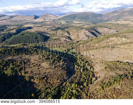Aerial Autumn View Of Nishava River Gorge, Balkan Mountains, Bulgaria