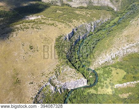 Aerial View Of Iskar Panega Geopark Along The Gold Panega River, Bulgaria
