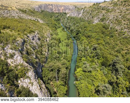 Aerial View Of Iskar Panega Geopark Along The Gold Panega River, Bulgaria
