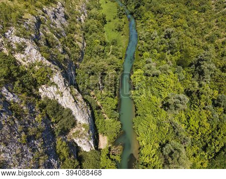 Aerial View Of Iskar Panega Geopark Along The Gold Panega River, Bulgaria