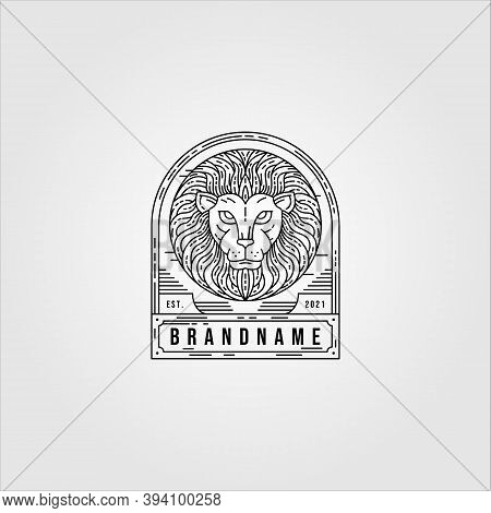 Line Art Lion Logo Vector Vintage Illustration Design, Lion Animal Emblem Design