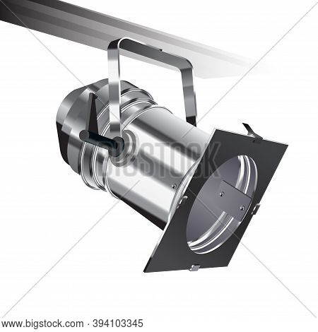 Realistic Vector Floodlight, Soffit, Studio Light. Professional Shooting Light, Studio Projector. Ci