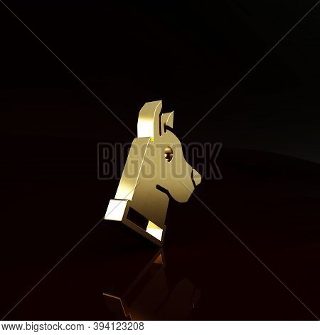 Gold Dog Head Icon Isolated On Brown Background. Minimalism Concept. 3d Illustration 3d Render