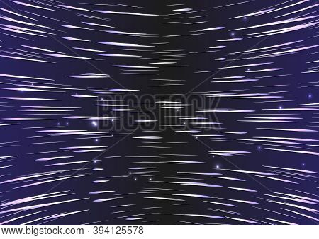 Star Warp. Hyperspace Jump, Traces Of Moving Stars Light And Interstellar Fast Speed Travel.