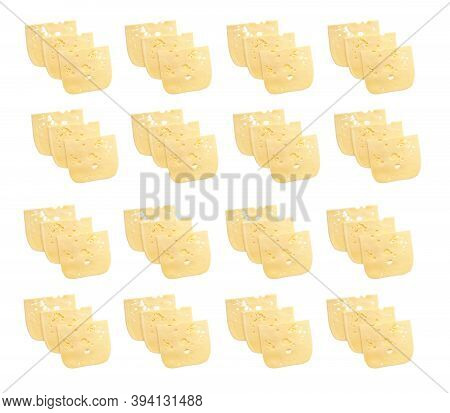 Cheese Pieces  Seamless Pattern Seamless Pattern On A White Background For Wallpaper, Wrapping, Pack