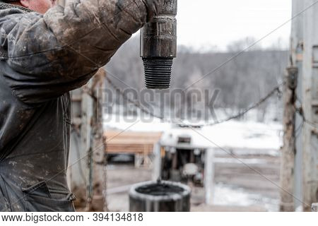 Offshore Oil Rig Worker Prepare Tool And Equipment For Perforation Oil And Gas Well At Wellhead Plat