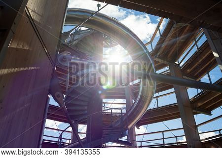 Forest Canopy Tower. Footpath Above Treetops, Outdoor Adventure On Rogla, Slovenia