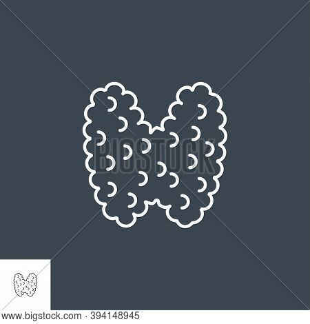 Thyroid Related Vector Line Icon. Isolated On Black Background. Editable Stroke.