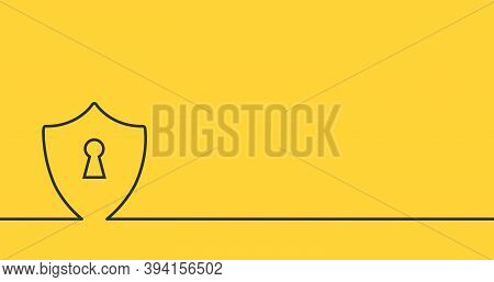 Continuous Line Drawing Of Protective Shield, Security Background, Protection Concept. Stock Vector 