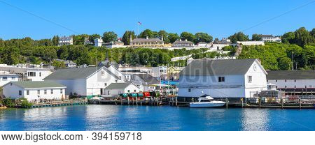 Mackinac Island, Michigan, USA, July 21, 2019: All of Mackinac Island was listed as a National Historic Landmark in October 1960.