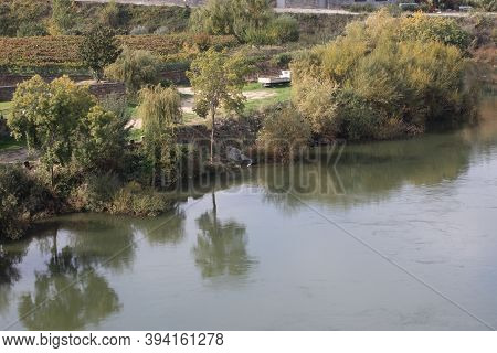 Top View Of River, The Hills With The 