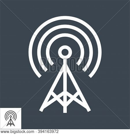 Transmiter Related Vector Glyph Icon. Isolated On Black Background. Vector Illustration.