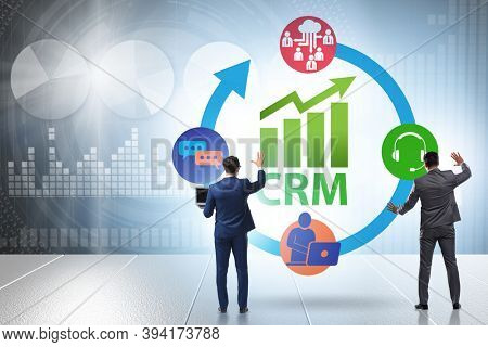 CRM custromer relationship management concept with businessman