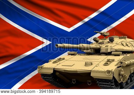 Heavy Tank With Fictional Design On Novorossia Flag Background - Modern Tank Army Forces Concept, Mi