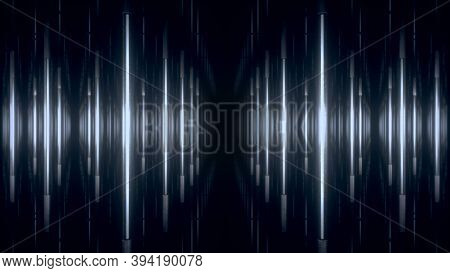 Abstract Blue Futuristic Background. Space From Glowing Neon Light Tubes Of Astera On A Black Backgr