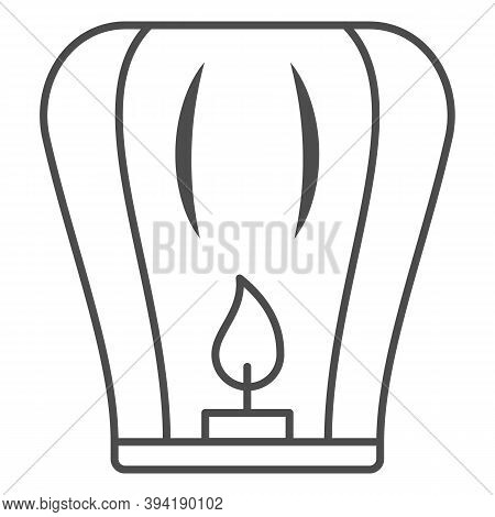 Chinese Lantern Thin Line Icon, Chinese Mid Autumn Festival Concept, Flying Paper Flashlight Sign On