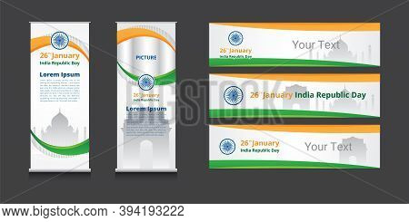 India Republic Day Graphic Element For Roll Up X Banner Web Banner Cover Vector Design Template