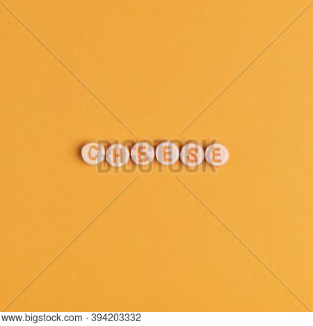 CHEESE word typography alphabet beads