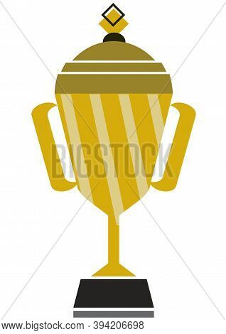 Golden Color, Sports Cup, Vector Design, Having A Wooden Pedestal.