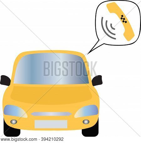 Yellow Auto And Handset Isolated On White Background. Taxi Logo.