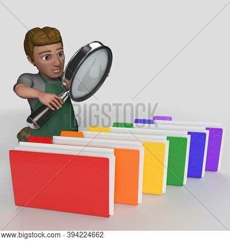 3D Render of Cartoon Shop Keeper Character