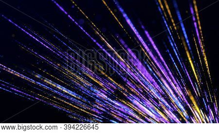 Purple Digital Dotted Lines Flowing On Black Background. Animation. Abstract Futuristic Data Or Ener