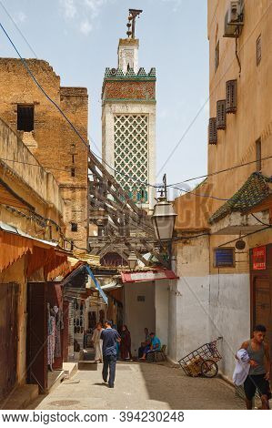 Fez, Morocco - May 31, 2017: View Of The Medina Quarter Of Fez. The Medina Of Fez Is Listed As A Wor