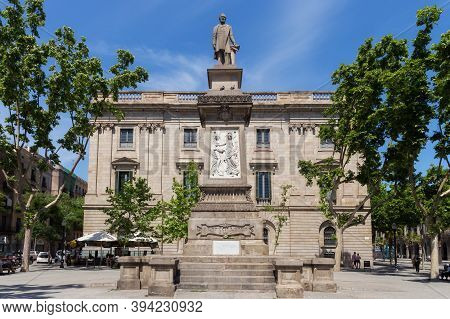 Barcelona, Spain - May 15, 2017: Statue Of The Antonio Lopez (known As El Negro Domingo). The Monume