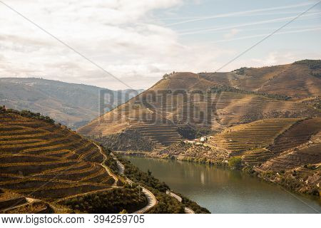 Top View Of River, The Hills With The 