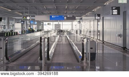 Frankfurt, Hesse/germany - November 2nd 2020: Passengers Waiting At Frankfurt Airport. Only A Few Pe