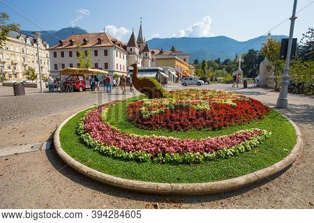 Merano, Italy, September 13, 2020 - View Of The Mountain Town Of Merano, South Tyrol, Italy