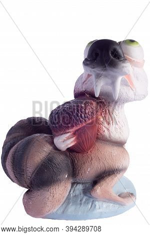 Krivoy Rog. Ukraine. November 2020. Ice Age Cartoon Squirrel Holding A Nut. Isolated On White Backgr