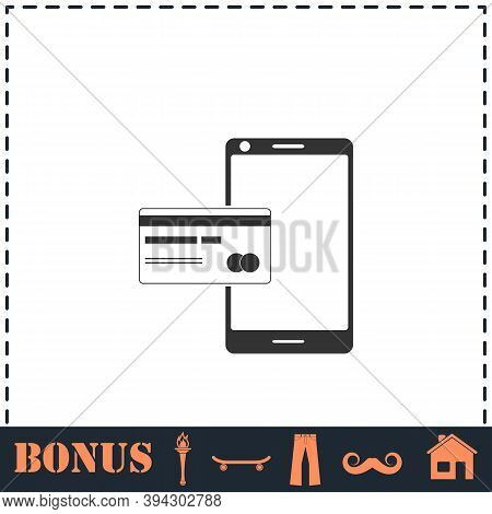 Mobile Payment Icon Flat. Simple Vector Symbol And Bonus Icon