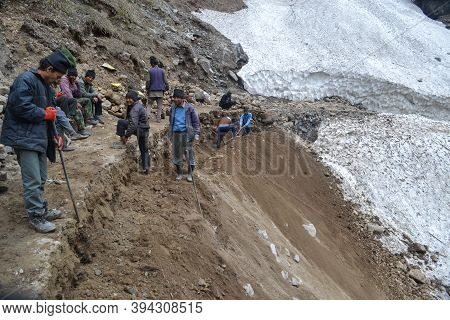 Rudarprayag, Uttarakhand, India, April 26 2014, Kedarnath Temple Trek Redevelopment, Restoration Aft