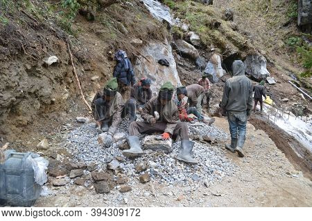 Rudarprayag, Uttarakhand, India, April 26 2014, Kedarnath Temple Trek Redevelopment, Restoration Aft