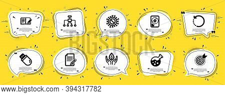 Science Icons Set. Speech Bubble Offer Banners. Yellow Coupon Badge. Included Icon As Feedback, Usb 