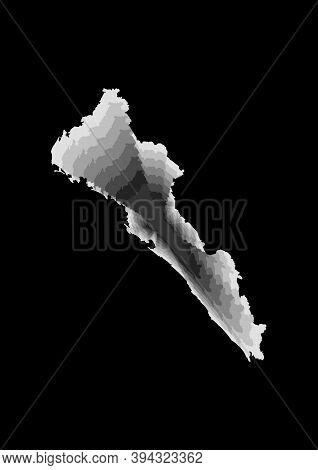 Layered Digital Illustration Of Map Of State Of Sinaloa In Gray Gradient Colors And Black Background