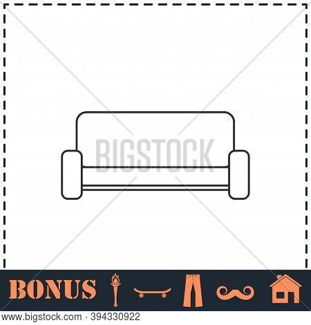 Sofa Icon Flat. Simple Vector Symbol And Bonus Icon