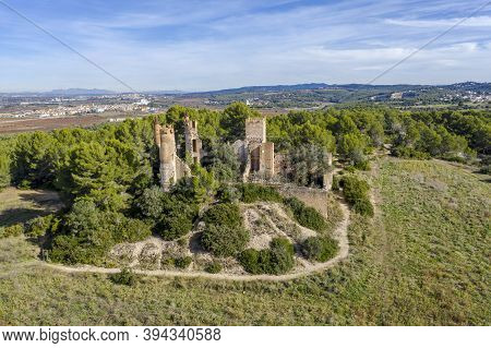 Muga Castle In Lower Penedes, In The Municipality Of Bellvei. Catalonia Spain