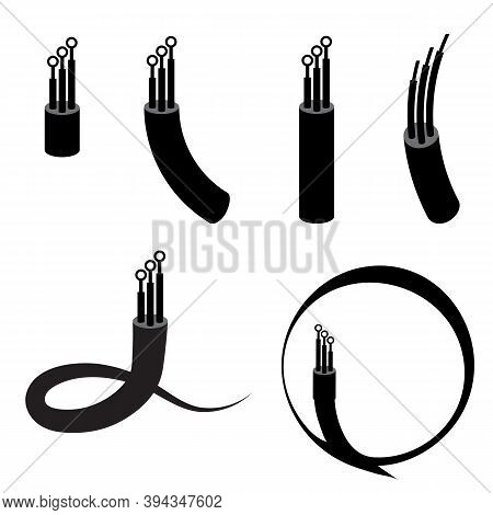 Coaxial Digital Cable Logo Set Isolated On White Background.