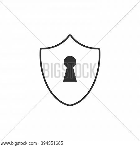 Vector Linear Security Shield. Protection Concept. Lock Down. Stock Vector Illustration Isolated On 