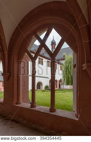 View Through A Window Into The Inner Garden Of The Eberbach Monastery