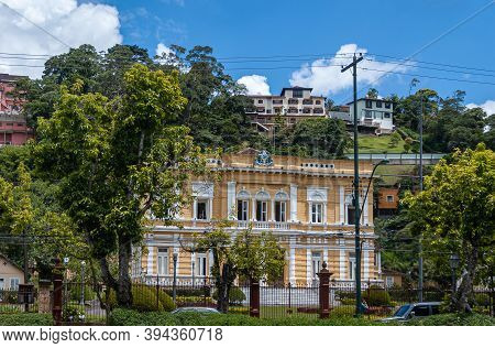 Petropolis, Brazil - December 23, 2008: Palacio Rio Negri, Or Black River Palace Frontal View With B