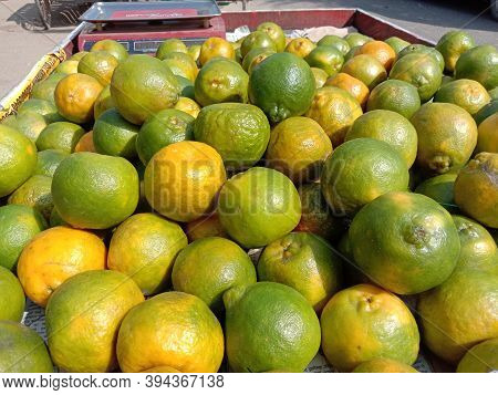 Green And Yellow Colored Orange Stock