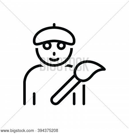 Black Line Icon For Artist Painter Paintbrush Creator Artiste Maestro Designer Producer Fine-artist
