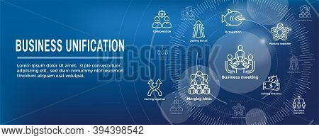 Companies Merging Together, One Buying Out The Other & Icon Set Header Banner