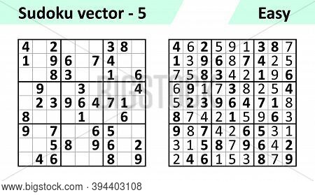Sudoku Game With Answers. Simple Vector Design Set