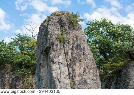 Top Of A Rock Pillar In Front Of The Rock Face At Stenzelberg.